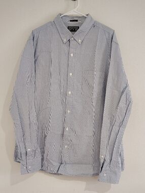 Rye Men's Blue and White Pinstripe Button-Down Shirt